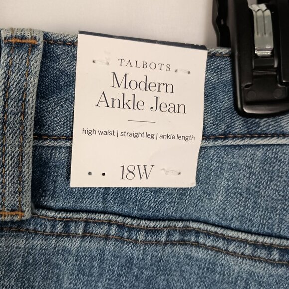 Talbots Modern High Waist Ankle Jeans Plus Size 18W Blue Denim NWT Stretch - Picture 3 of 7